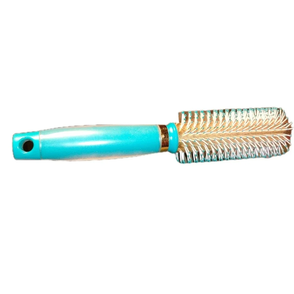 Goody Gelous Grip Round Brush Turquoise Ball‎ Tip Gold Metal Hollow Barrel Used